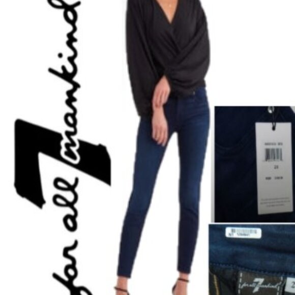 7 For All Mankind Size 28 Skinny Midrise Dark Wash Denim Jeans🆕📦⌚🏃🏻💨⚡🚚 - Picture 3 of 16